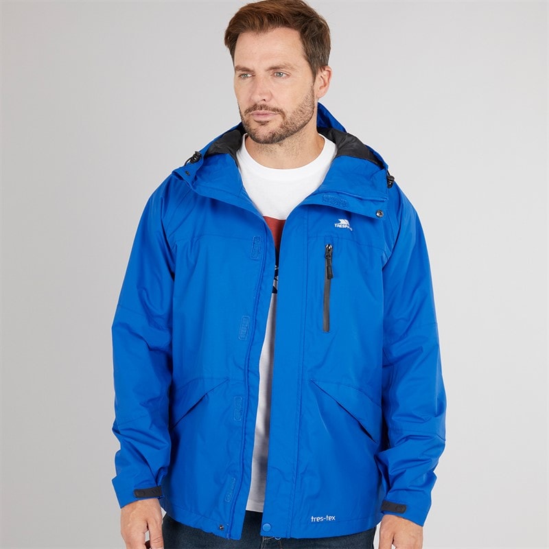 Trespass Mens Corvo Waterproof Hooded Shell Jacket Blue - Image 5