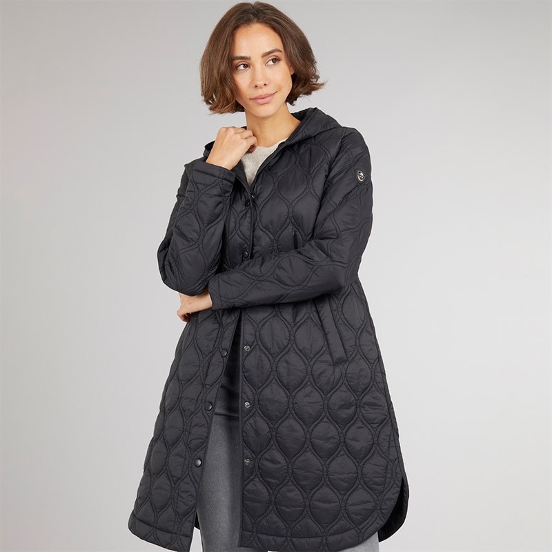 Trespass Womens Gabi Longline Quilted Coat Black