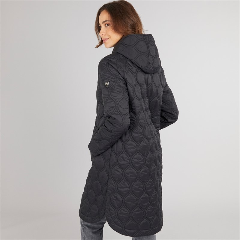 Trespass Womens Gabi Longline Quilted Coat Black - Image 2
