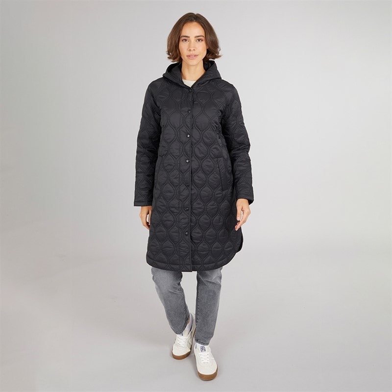 Trespass Womens Gabi Longline Quilted Coat Black - Image 4