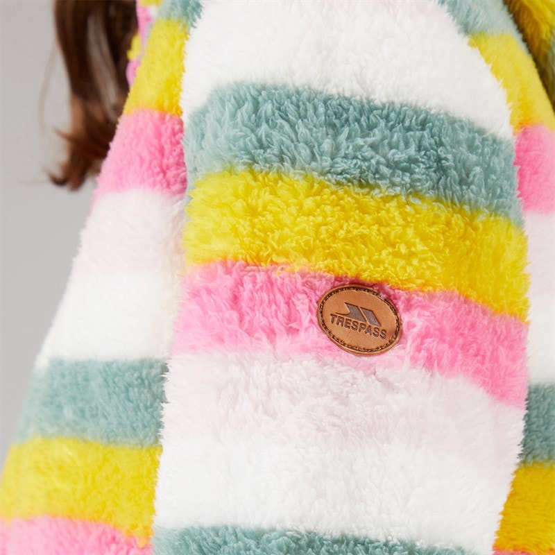 Trespass Girls Amazing Striped Full Zip Fleece Pale Pink Stripe - Image 3