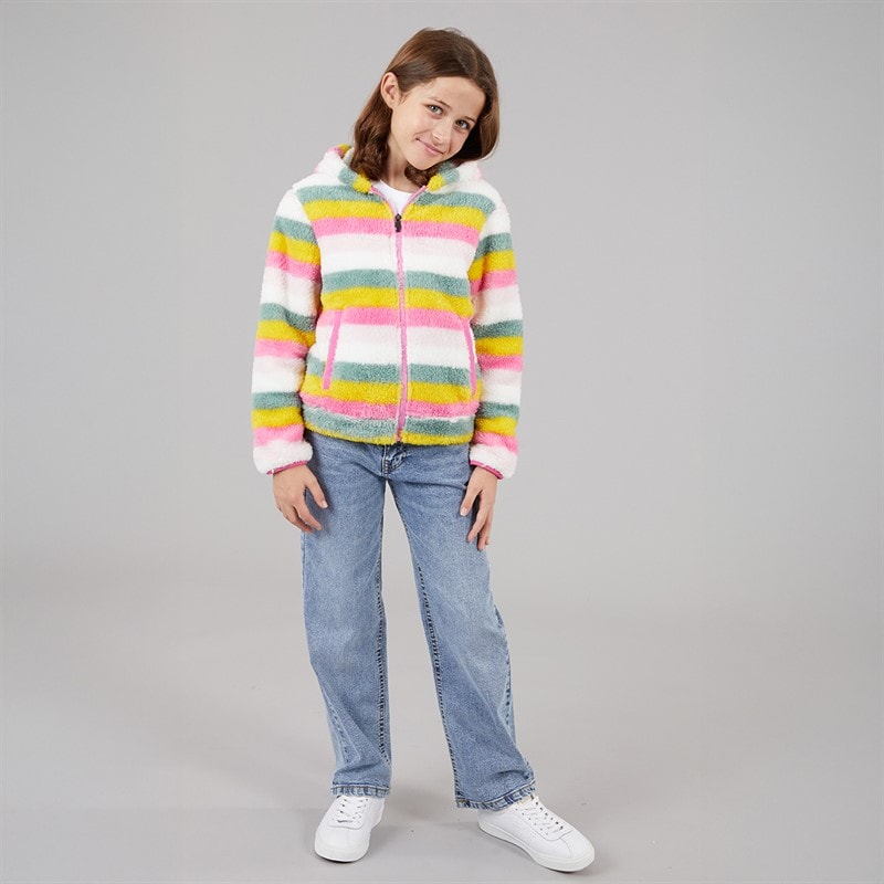 Trespass Girls Amazing Striped Full Zip Fleece Pale Pink Stripe - Image 4