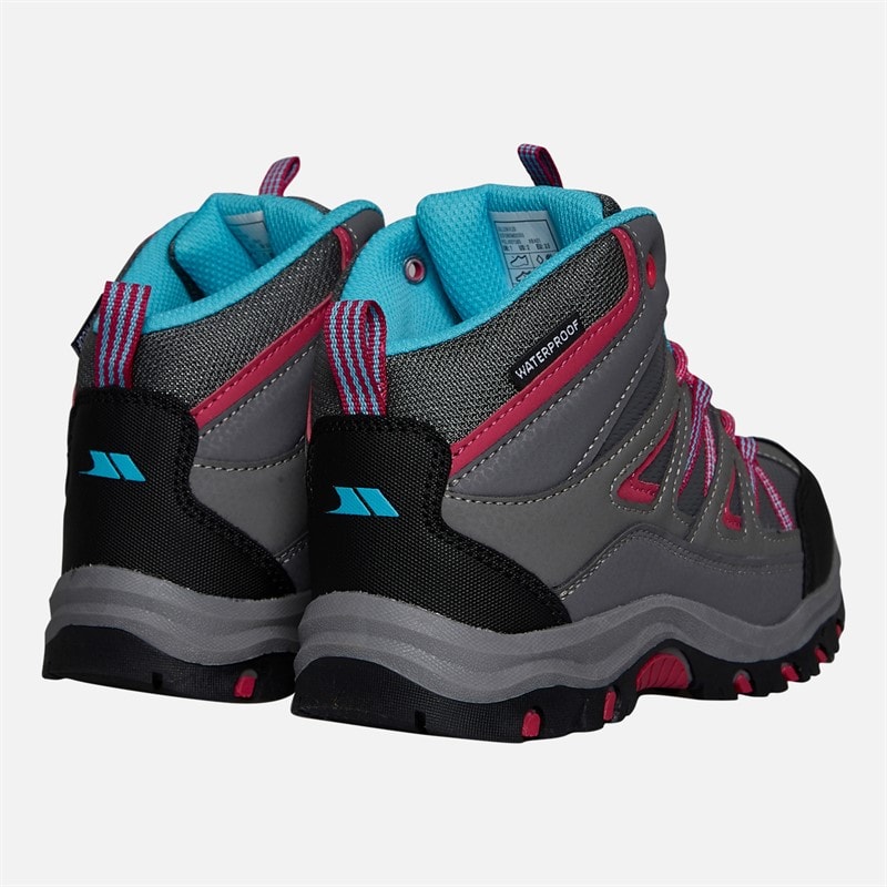 Trespass Junior Girls Gillon 2 Mid Waterproof Walking Boots Grey/Pink - Image 3