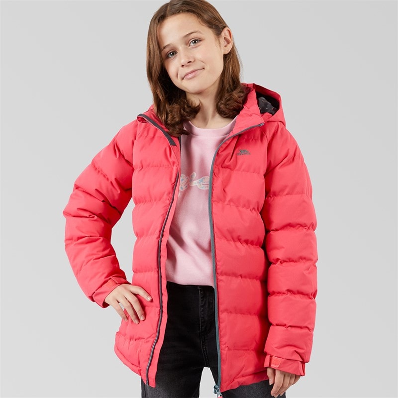 Trespass Girls Amira Waterproof Padded Hooded Jacket Strawberry