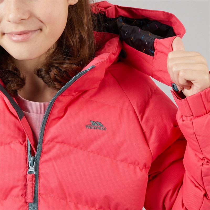Trespass Girls Amira Waterproof Padded Hooded Jacket Strawberry - Image 3