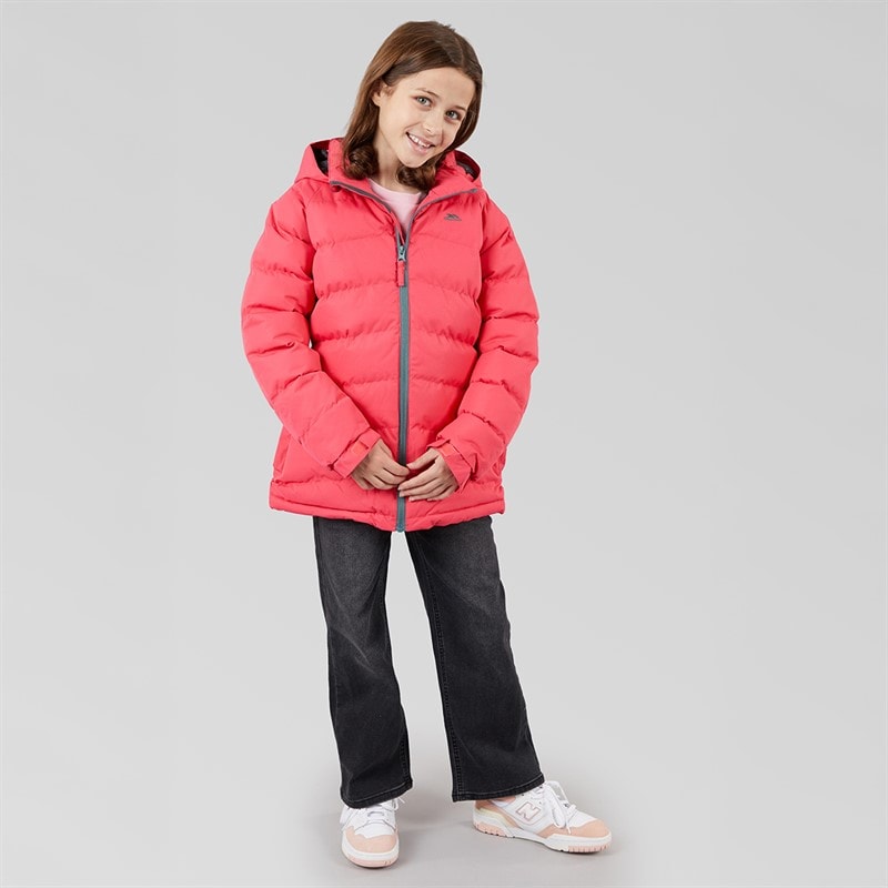 Trespass Girls Amira Waterproof Padded Hooded Jacket Strawberry - Image 4