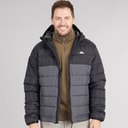 Trespass Mens Oskar Padded Hooded Jacket Black/Charcoal