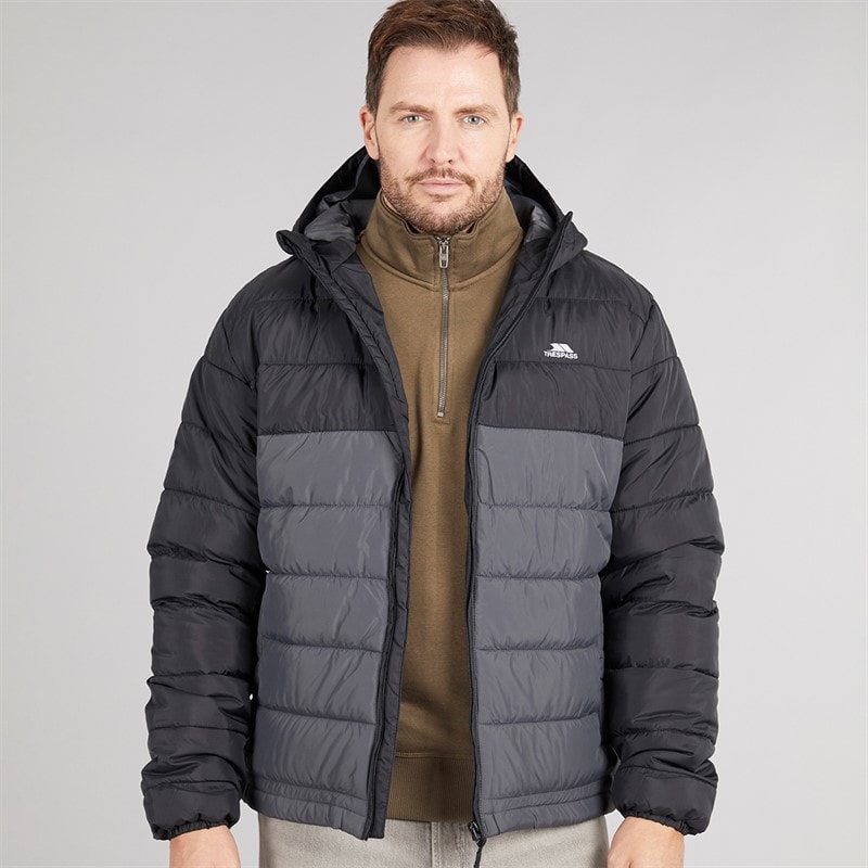 Trespass Mens Oskar Padded Hooded Jacket Black/Charcoal - Image 5