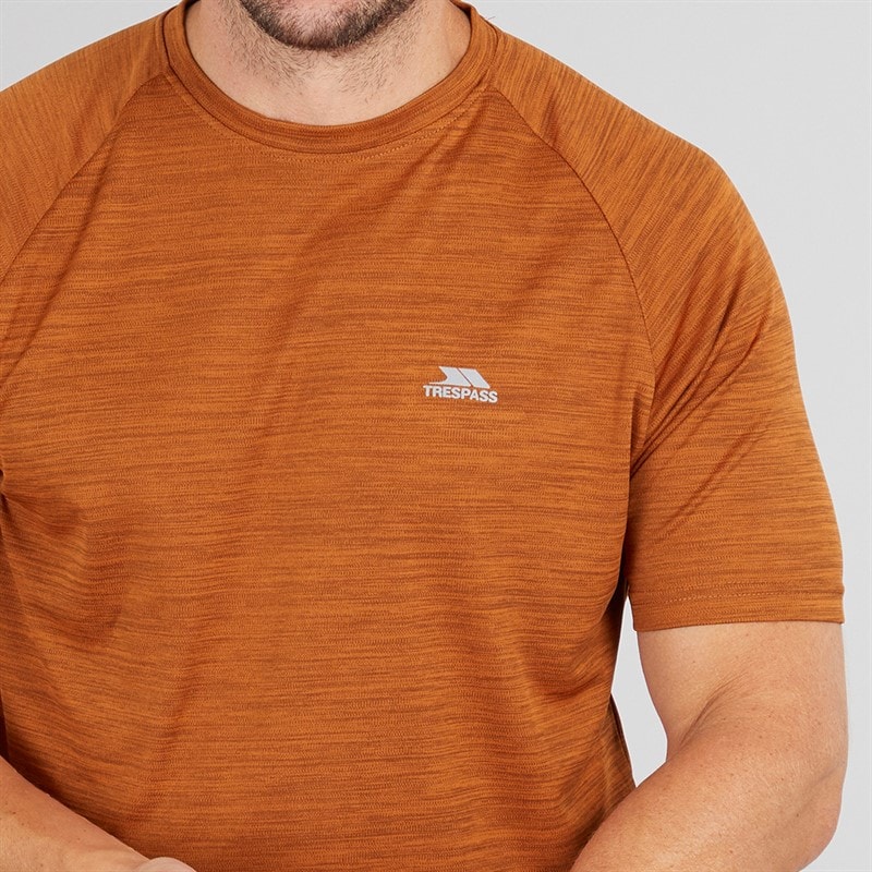 Trespass Mens Leecana Tech T-Shirt Burnt Orange Marl - Image 3