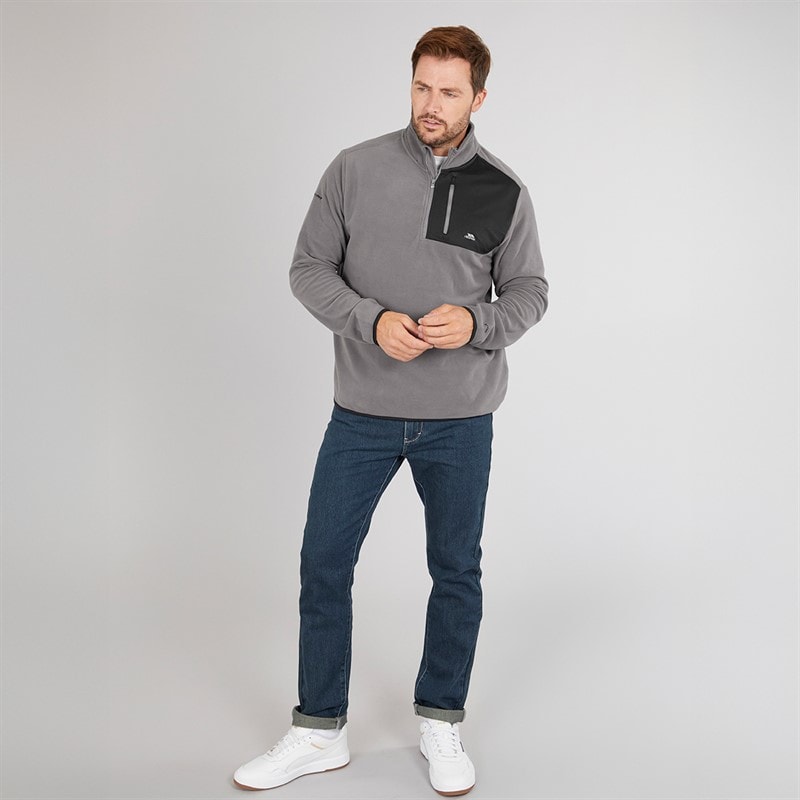 Trespass Mens Mcgeechan 1/2 Zip Micro Fleece Mid Grey - Image 3