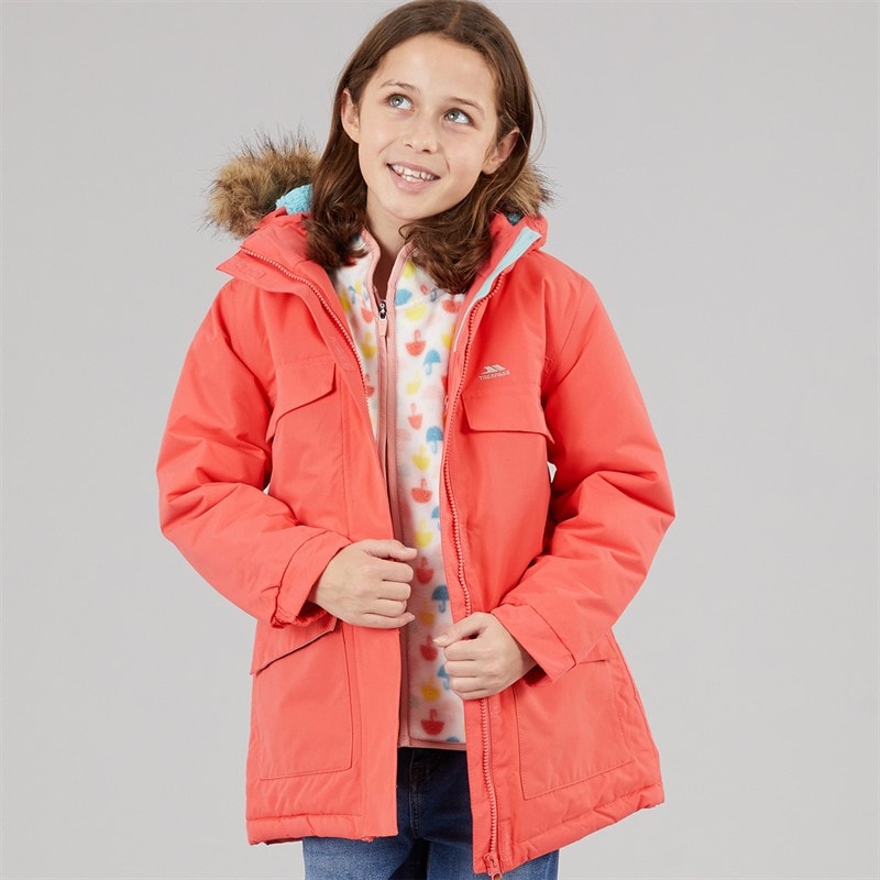 Trespass Girls Larission Insulated Waterproof Parka Soft Orange