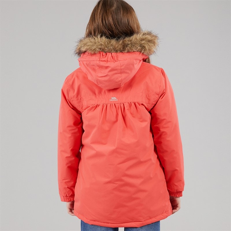 Trespass Girls Larission Insulated Waterproof Parka Soft Orange - Image 2