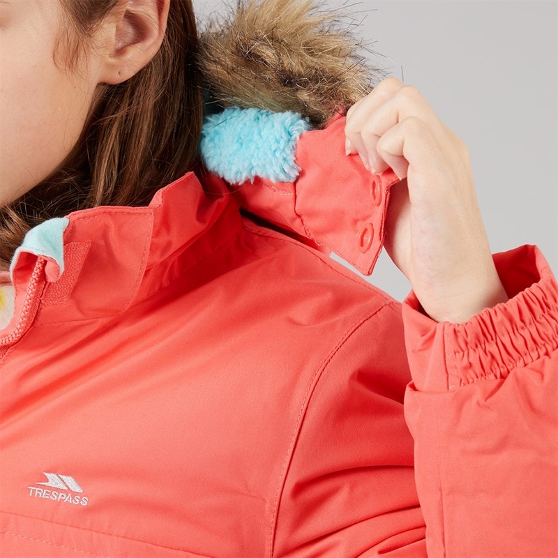 Trespass Girls Larission Insulated Waterproof Parka Soft Orange - Image 5