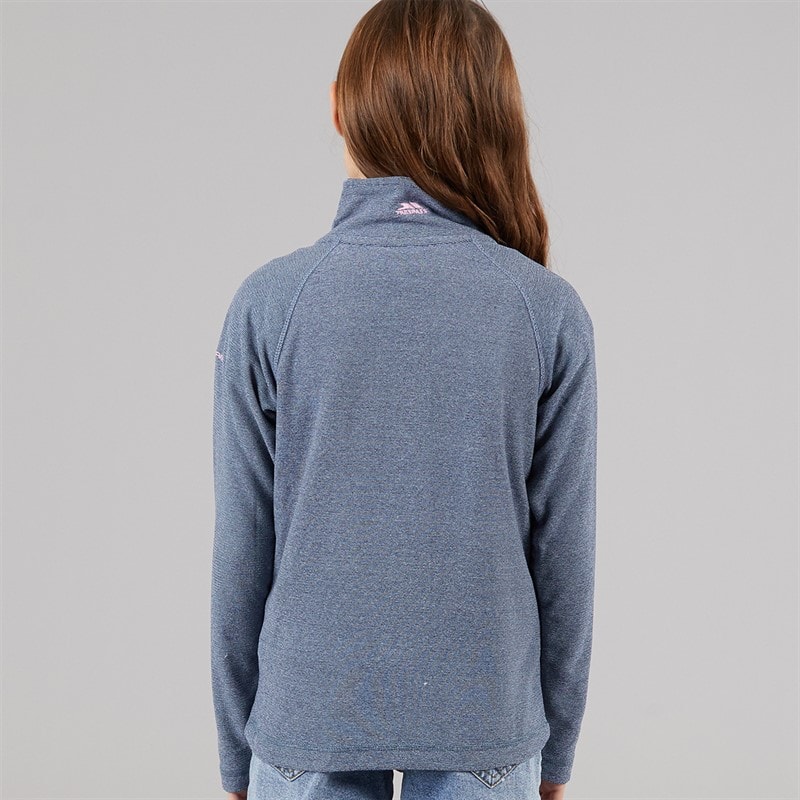 Trespass Junior Girls Meadows Half Zip Fleece Navy/Pink Logo - Image 2