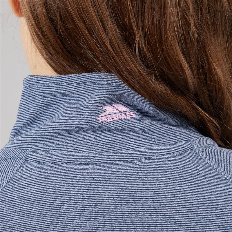 Trespass Junior Girls Meadows Half Zip Fleece Navy/Pink Logo - Image 3