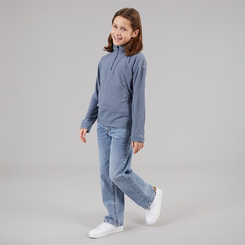 Trespass Junior Girls Meadows Half Zip Fleece Navy/Pink Logo - Image 4