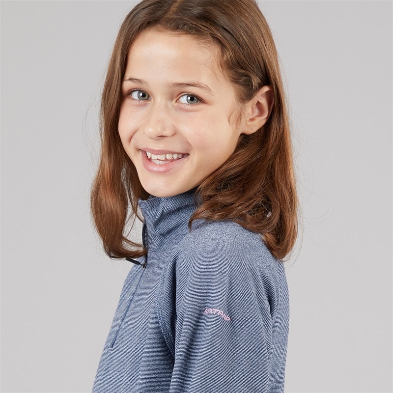 Trespass Junior Girls Meadows Half Zip Fleece Navy/Pink Logo - Image 5