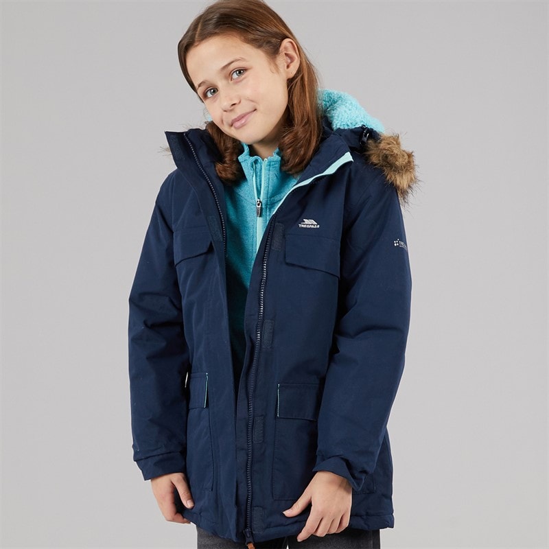 Trespass Junior Girls Larission Insulated Waterproof Parka Navy