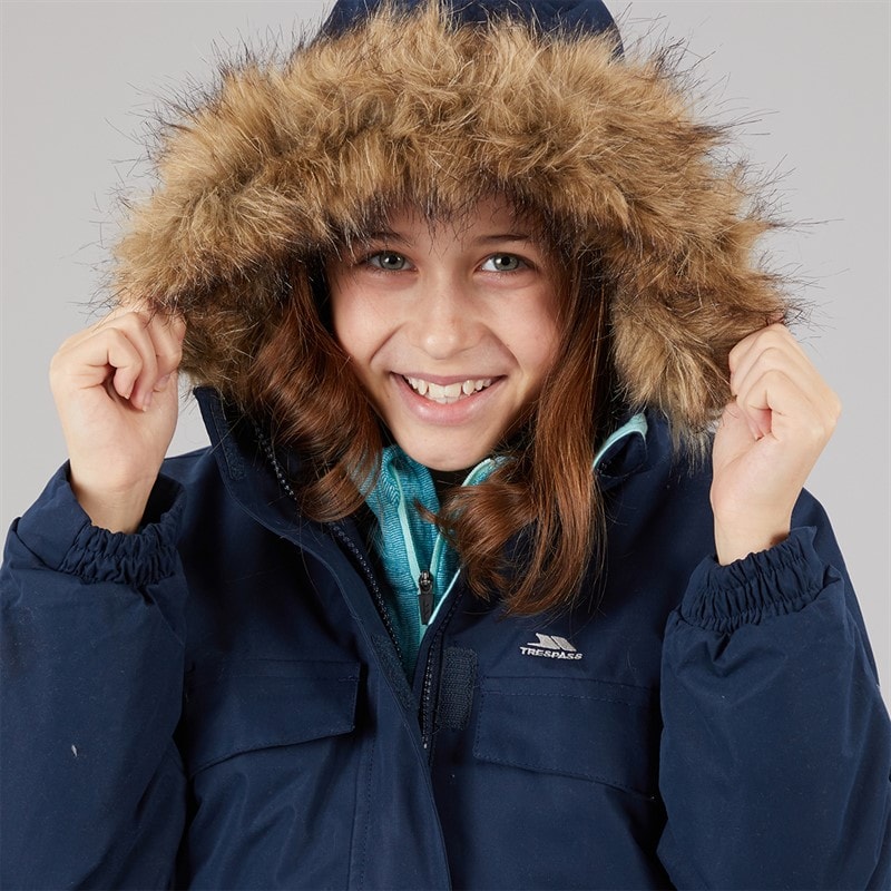 Trespass Junior Girls Larission Insulated Waterproof Parka Navy - Image 3