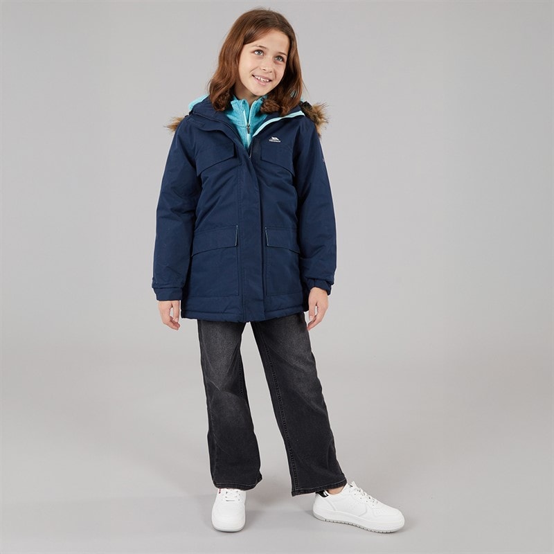 Trespass Junior Girls Larission Insulated Waterproof Parka Navy - Image 4