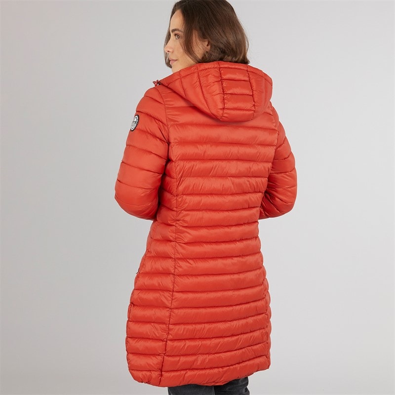 Trespass Womens Briarlea Padded Hooded Long Coat Burnt Orange - Image 2