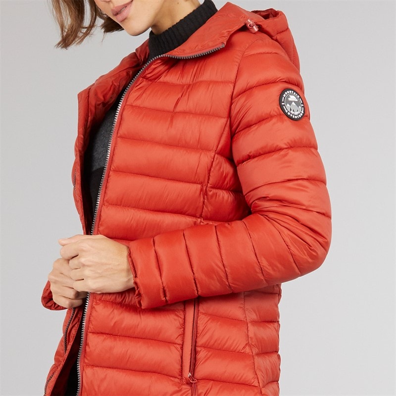 Trespass Womens Briarlea Padded Hooded Long Coat Burnt Orange - Image 3