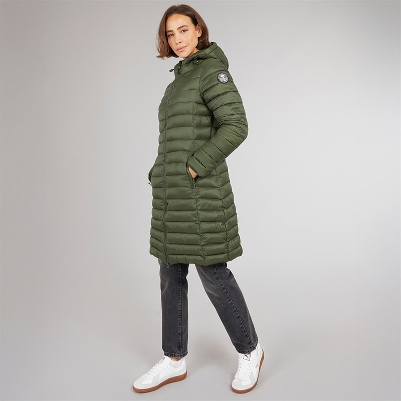 Trespass Womens Briarlea Padded Hooded Long Coat Dark Vine - Image 4