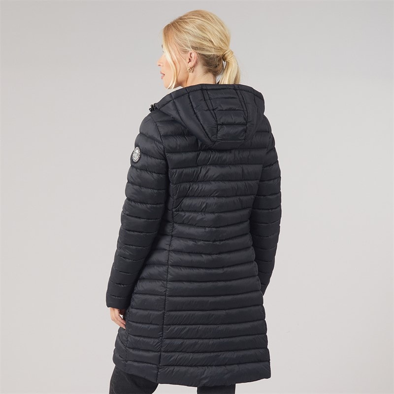 Trespass Womens Briarlea Padded Hooded Long Coat Black - Image 2