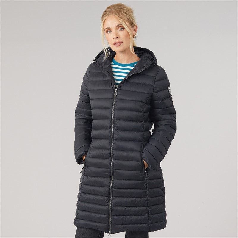 Trespass Womens Briarlea Padded Hooded Long Coat Black - Image 3