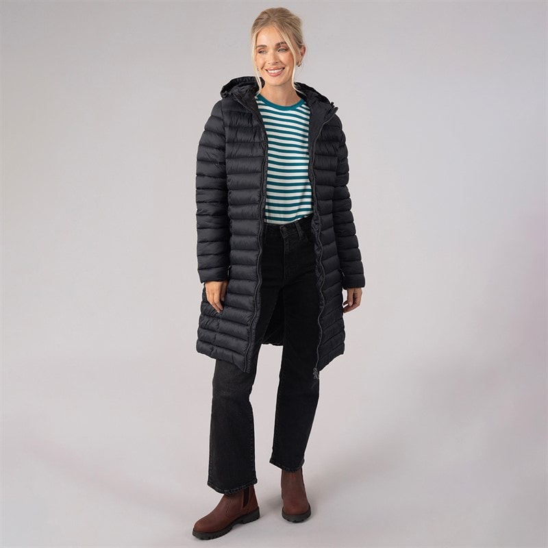 Trespass Womens Briarlea Padded Hooded Long Coat Black - Image 4