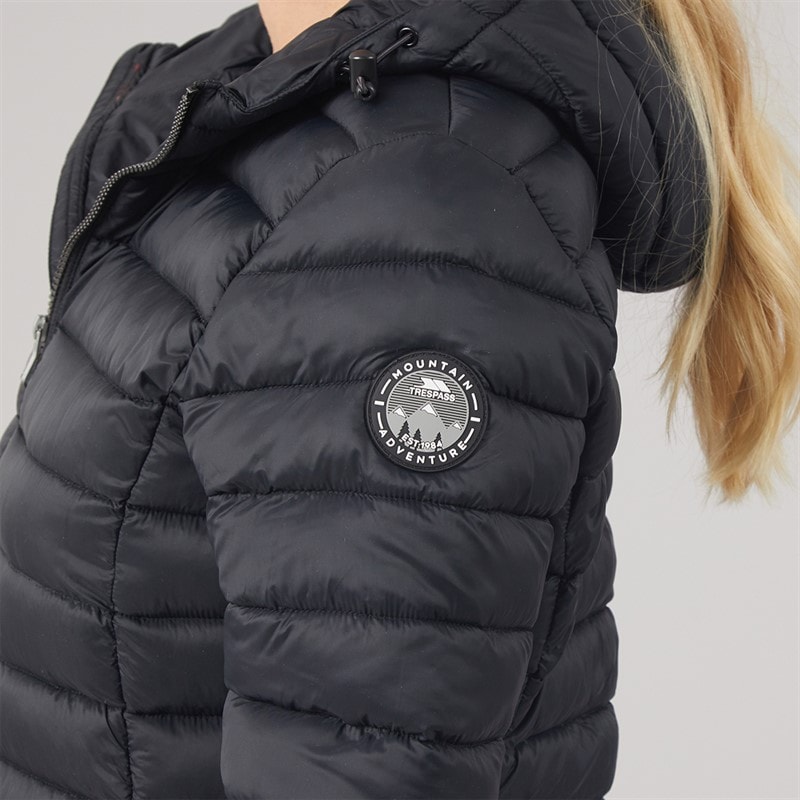 Trespass Womens Briarlea Padded Hooded Long Coat Black - Image 5
