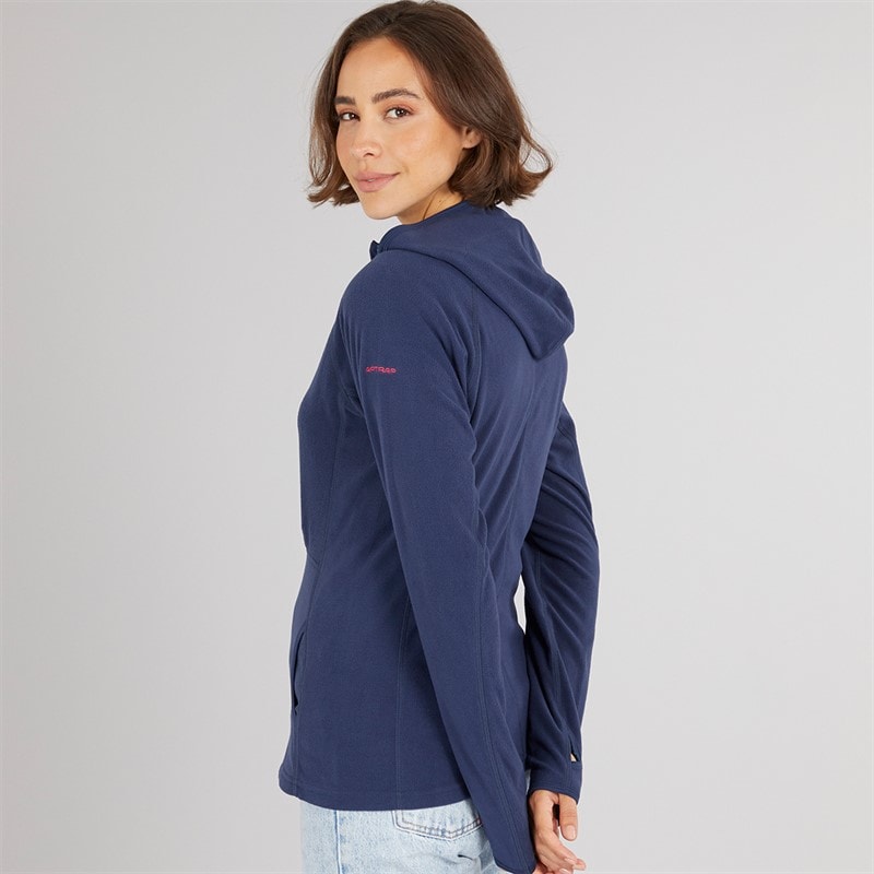 Trespass Womens Marathon Full Zip Hooded Fleece Jacket Navy/Pink - Image 2