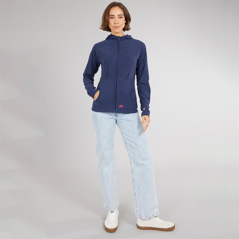Trespass Womens Marathon Full Zip Hooded Fleece Jacket Navy/Pink - Image 4