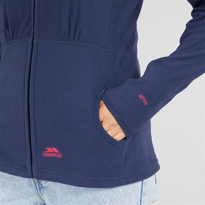 Trespass Womens Marathon Full Zip Hooded Fleece Jacket Navy/Pink - Image 5