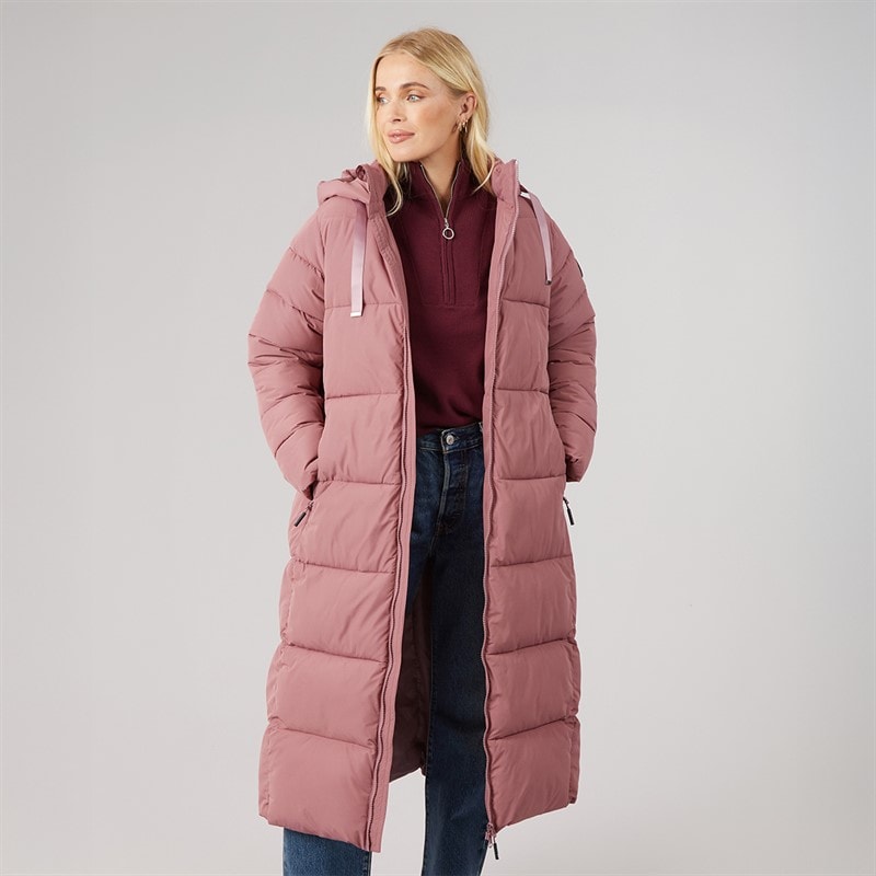 Trespass Womens Therese Waterproof Padded Long Jacket Faded Rose - Image 1