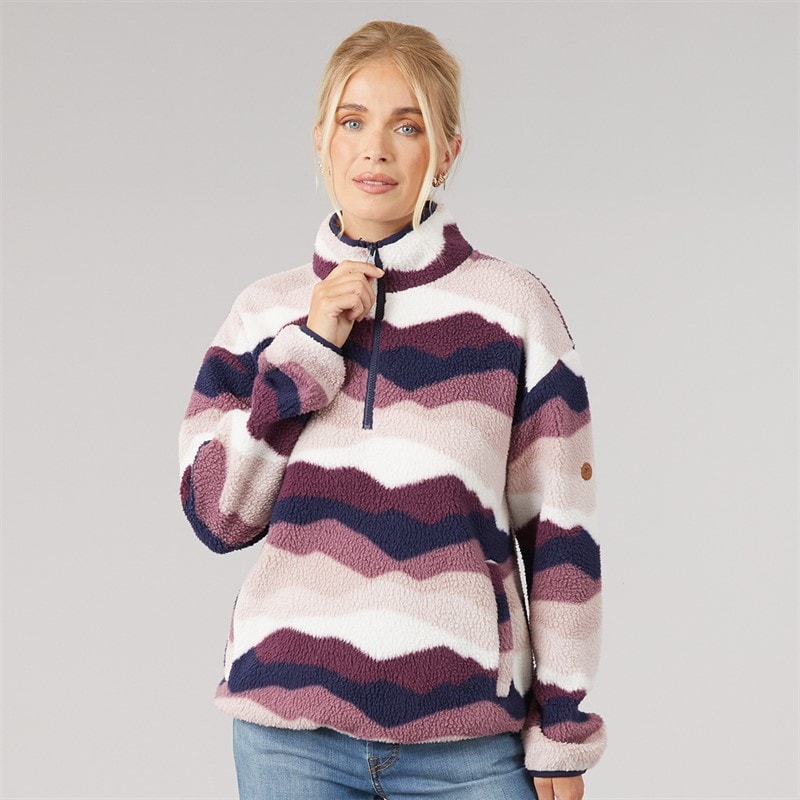 Trespass Womens Clodagh Mountain Print 1/2 Zip Fleece Purple - Image 2