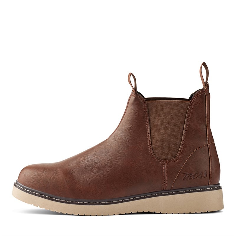 MCS Mens Chelsea Boots Dark Camel
