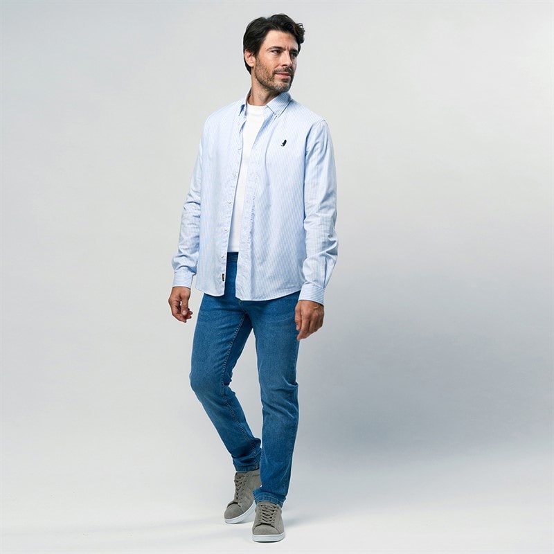 MCS Mens Greg Shirt Light Blue Stripe - Image 4