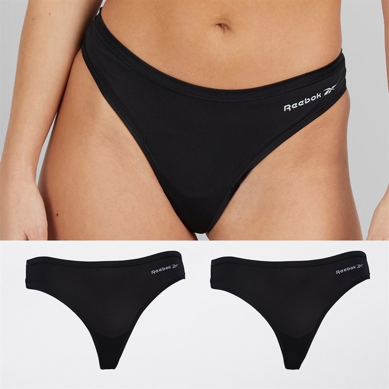 Reebok Womens Serena Performance Three Pack Thongs Black
