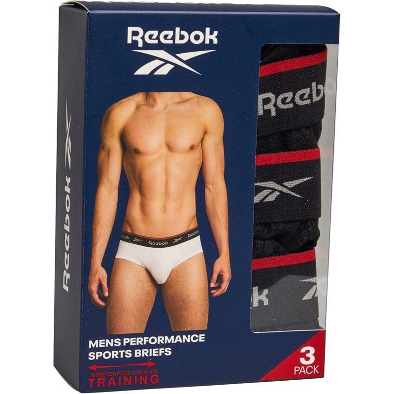 Reebok Mens Wiggins Performance Three Pack Briefs Black - Image 2