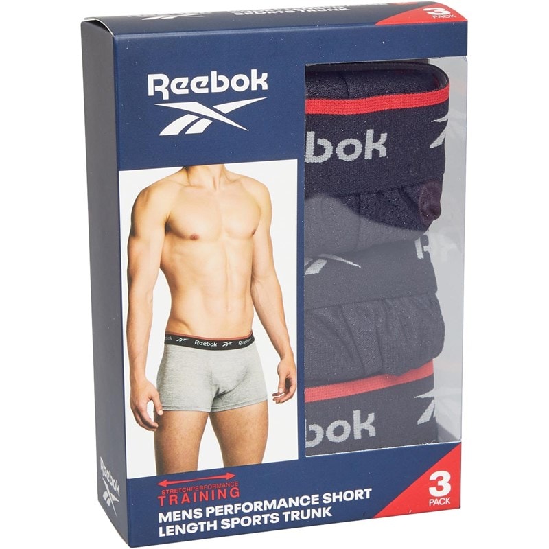 Reebok Mens Redgrave Performance Three Pack Shorts Trunks Black - Image 2