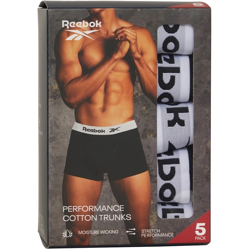 Reebok Mens Kawan Five Pack Trunks Black - Image 2