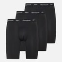 Reebok Mens Hogan Performance Three Pack Long Trunks Black