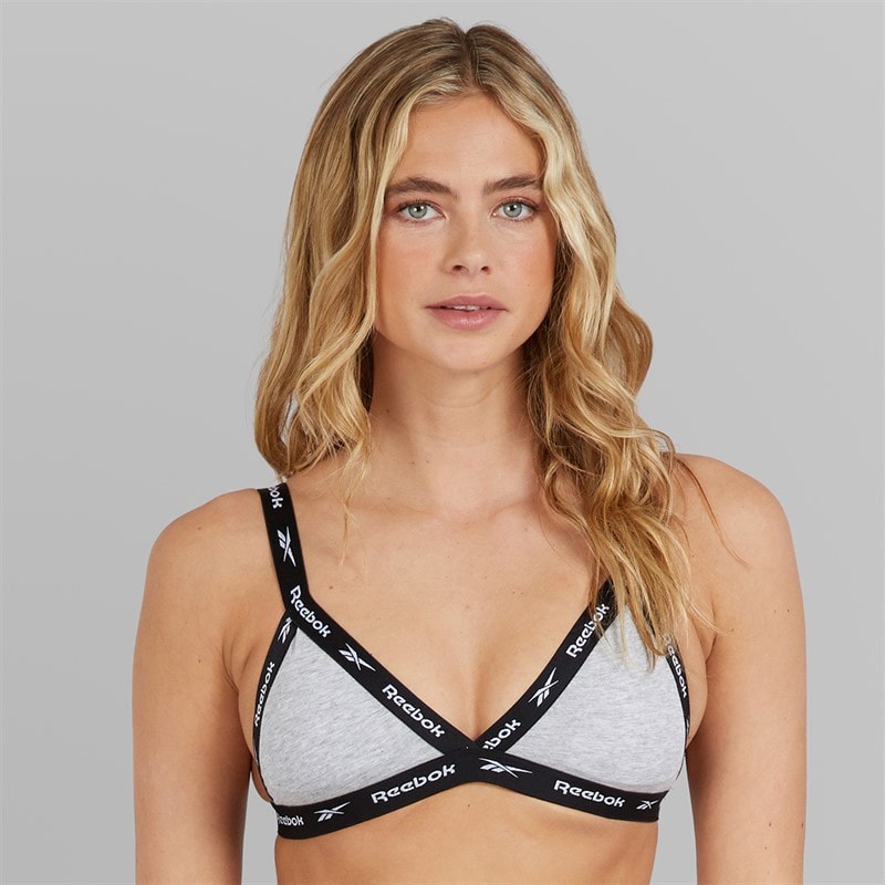 Reebok Womens Dotty Cotton Triangle Bra Grey Marl - Image 1