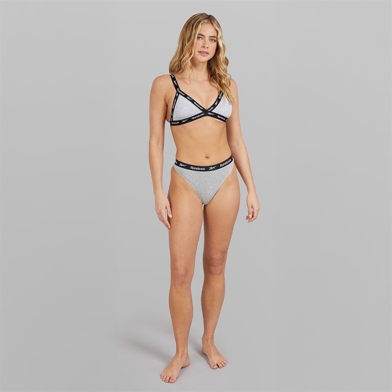 Reebok Womens Dotty Cotton Triangle Bra Grey Marl - Image 3