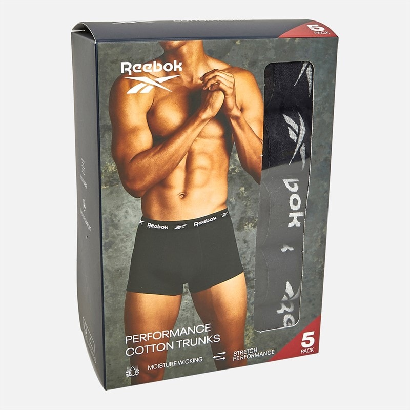 Reebok Mens Boyes Five Pack Trunks Black - Image 2