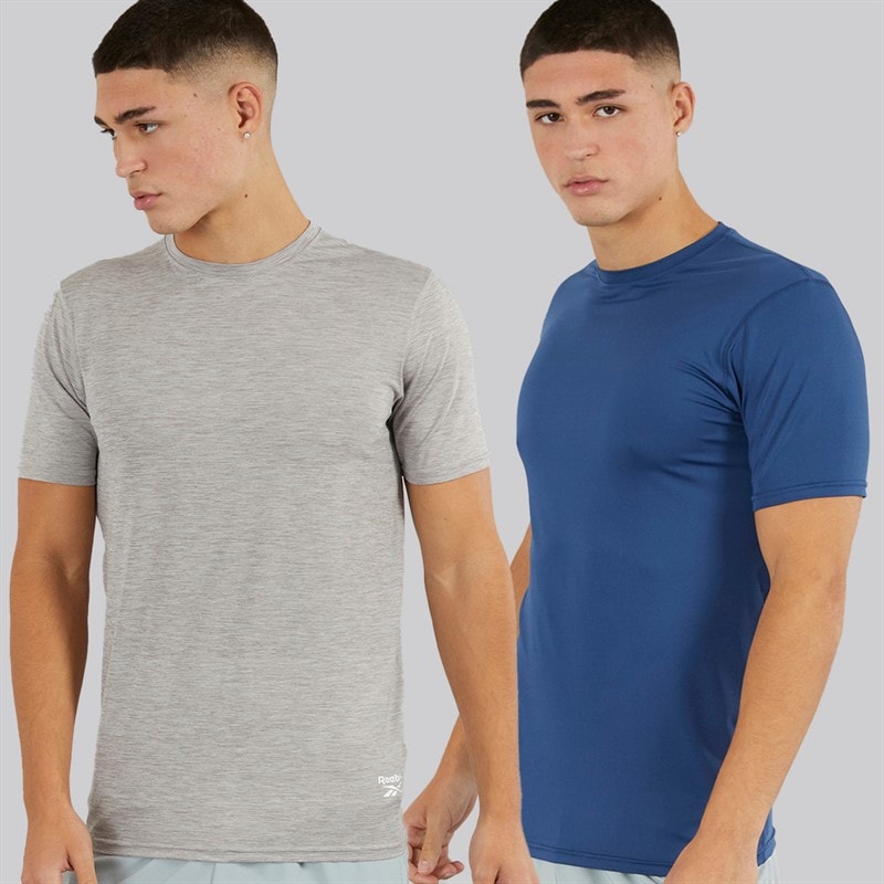 Reebok Mens Craig Performance Two Pack T-Shirts Batik Blue/Grey Marl - Image 1