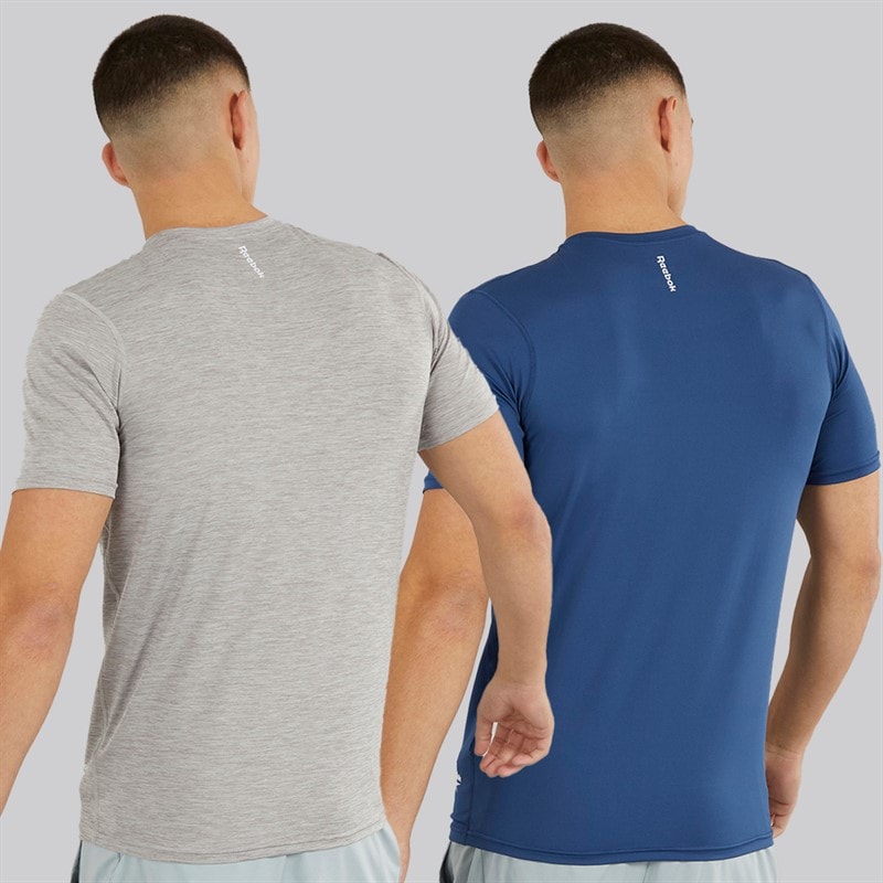 Reebok Mens Craig Performance Two Pack T-Shirts Batik Blue/Grey Marl - Image 2