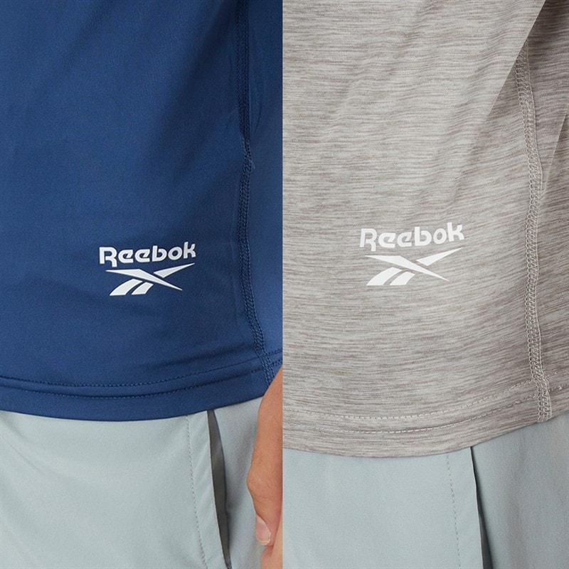 Reebok Mens Craig Performance Two Pack T-Shirts Batik Blue/Grey Marl - Image 3