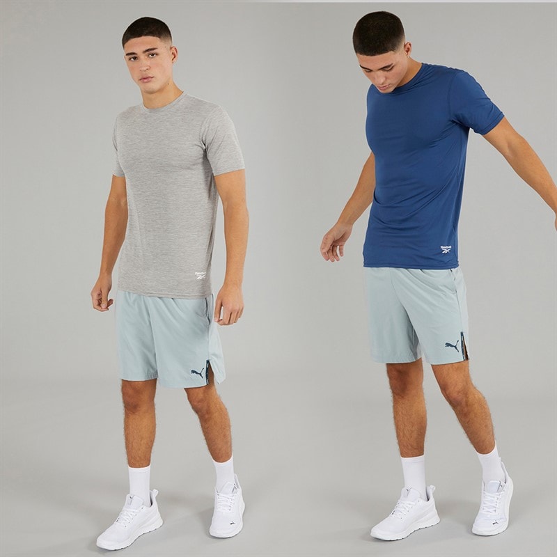 Reebok Mens Craig Performance Two Pack T-Shirts Batik Blue/Grey Marl - Image 4